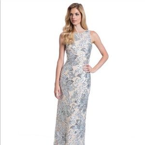 Nude and Silver Sequin Gown